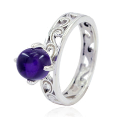 Aisha Purple Solitaire Gemstone Ring with Intricate Silver Band