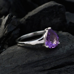 Min-seo Purple Solitaire Gemstone Ring in Silver