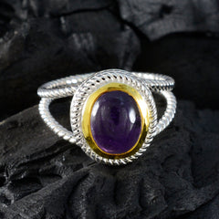Ellie Purple Solitaire Gemstone Ring with Silver Band