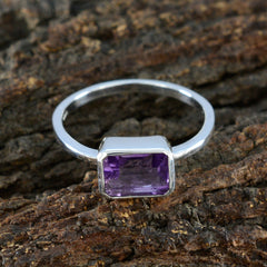 Araya Purple Solitaire Gemstone Ring in Silver