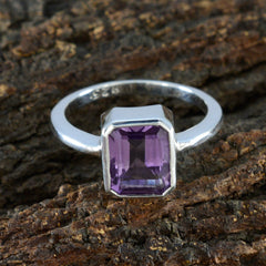 Saanvi Purple Solitaire Gemstone Ring in Silver
