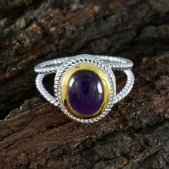 Ellie Purple Solitaire Gemstone Ring with Silver Band
