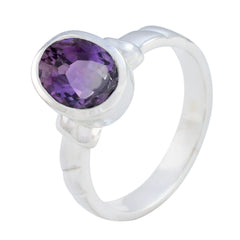 Riya Purple Solitaire Gemstone Ring in Sterling Silver