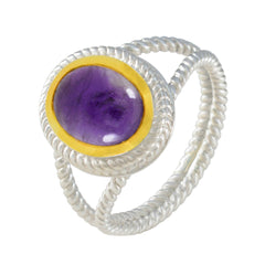 Ellie Purple Solitaire Gemstone Ring with Silver Band