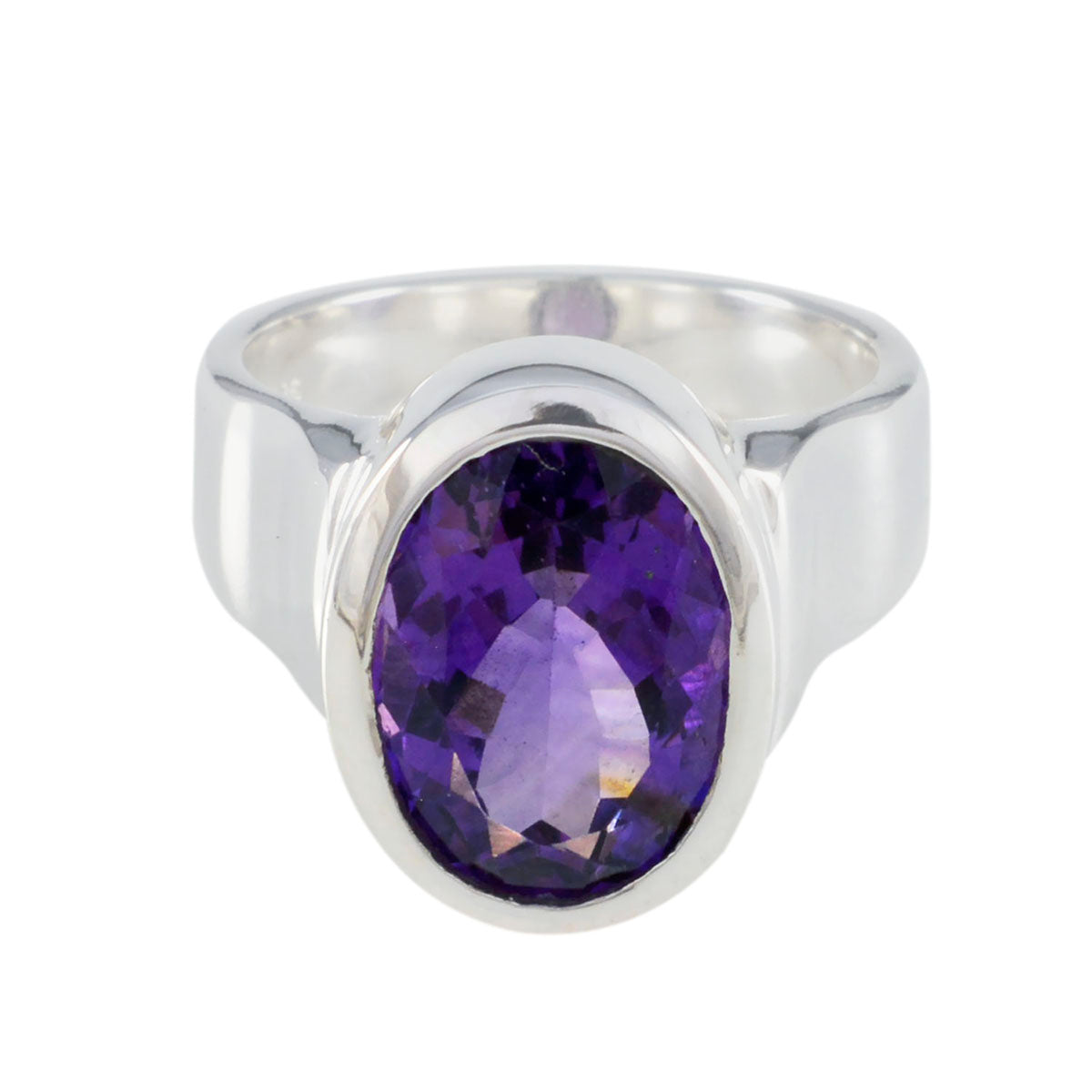 Alice Purple Solitaire Gemstone Ring in Silver Amethyst Purple