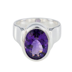 Alice Purple Solitaire Gemstone Ring in Silver Amethyst Purple
