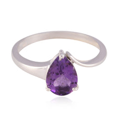 Min-seo Purple Solitaire Gemstone Ring in Silver Amethyst Purple