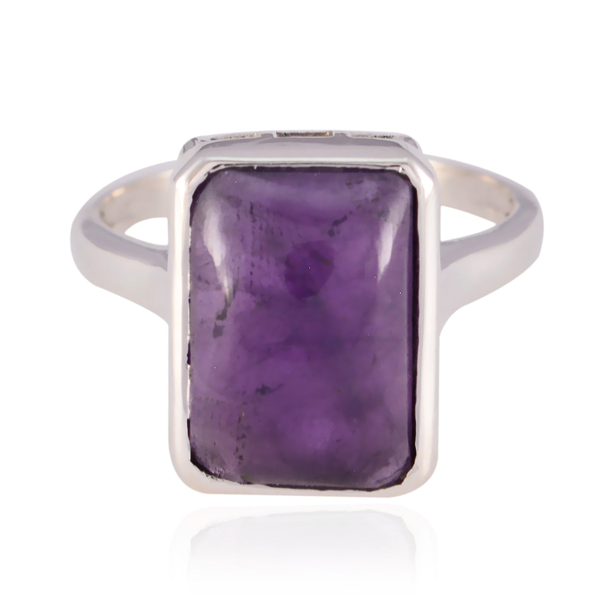 Milagros Purple Solitaire Gemstone Ring in Sterling Silver Amethyst Purple
