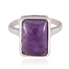 Milagros Purple Solitaire Gemstone Ring in Sterling Silver Amethyst Purple