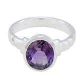Riya Purple Solitaire Gemstone Ring in Sterling Silver Amethyst Purple