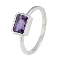 Araya Purple Solitaire Gemstone Ring in Silver