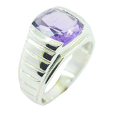 Angeles Purple Solitaire Ring with Sterling Silver Amethyst Purple