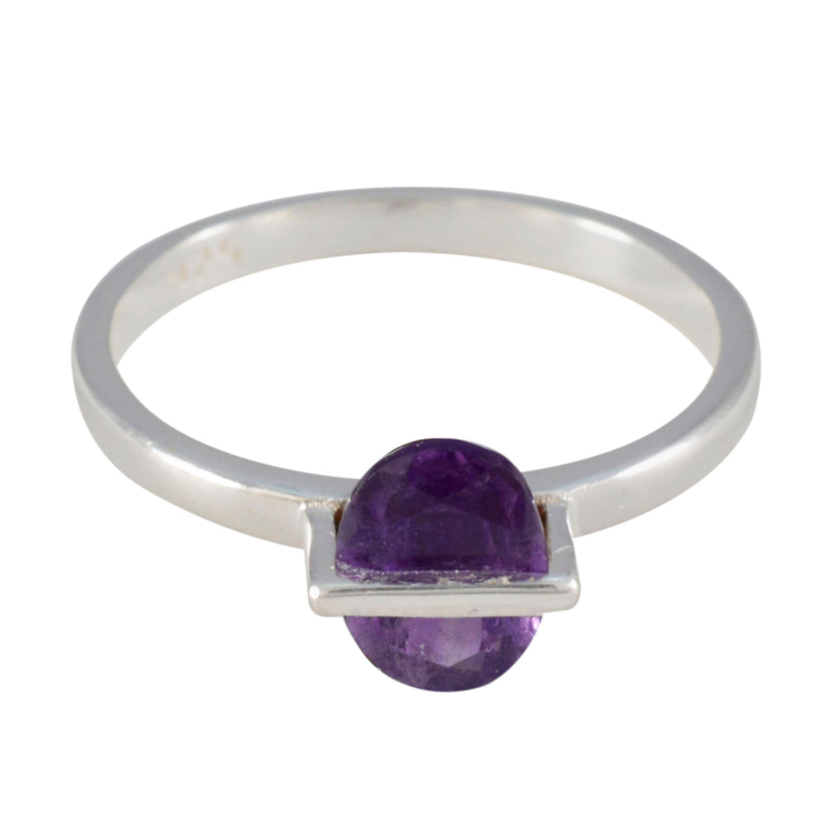 Emi Purple Solitaire Ring Sterling Silver Gemstone Amethyst Purple