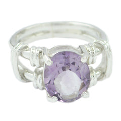 Clara Purple Solitaire Ring with Silver Band Amethyst Purple