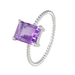 Meera Purple Solitaire Ring with Silver Band