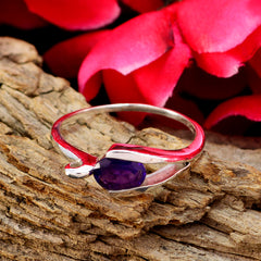 Yan Purple Solitaire Ring Elegant Silver Band