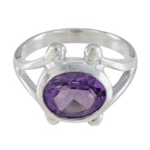 Bianca Purple Solitaire Ring with Oval Gemstone Amethyst Purple