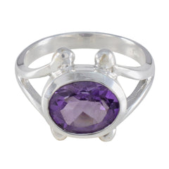 Bianca Purple Solitaire Ring with Oval Gemstone Amethyst Purple