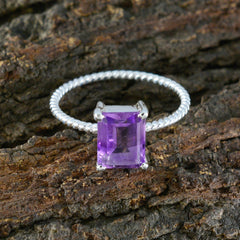 Meera Purple Solitaire Ring with Silver Band