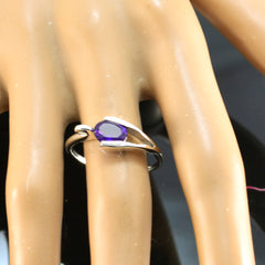 Yan Purple Solitaire Ring Elegant Silver Band