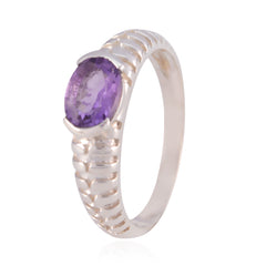 Nari Purple Solitaire Ring with Sterling Silver Band