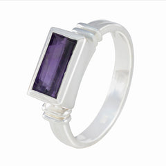 Ida Purple Solitaire Ring with Rectangular Gemstone
