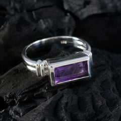 Ida Purple Solitaire Ring with Rectangular Gemstone