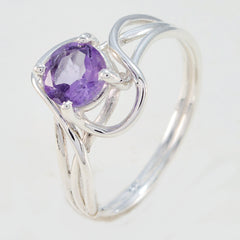 Emi Purple Solitaire Ring with Elegant Silver Band