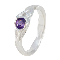 Lucia Purple Solitaire Ring with Elegant Silver Band