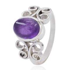 Ana Purple Solitaire Ring with Elegant Silver Design