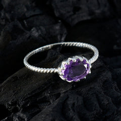 Aiko Purple Solitaire Ring with Oval Gemstone