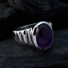 Agustina Purple Solitaire Ring with Silver Band