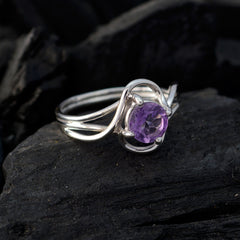 Emi Purple Solitaire Ring with Elegant Silver Band