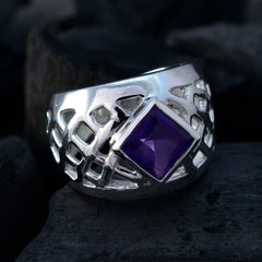 Skylar Purple Solitaire Ring with Sterling Silver Design