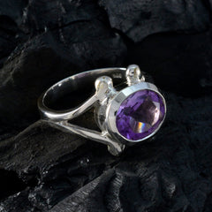 Bianca Purple Solitaire Ring with Oval Gemstone