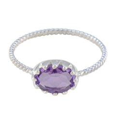 Aiko Purple Solitaire Ring with Oval Gemstone Amethyst Purple