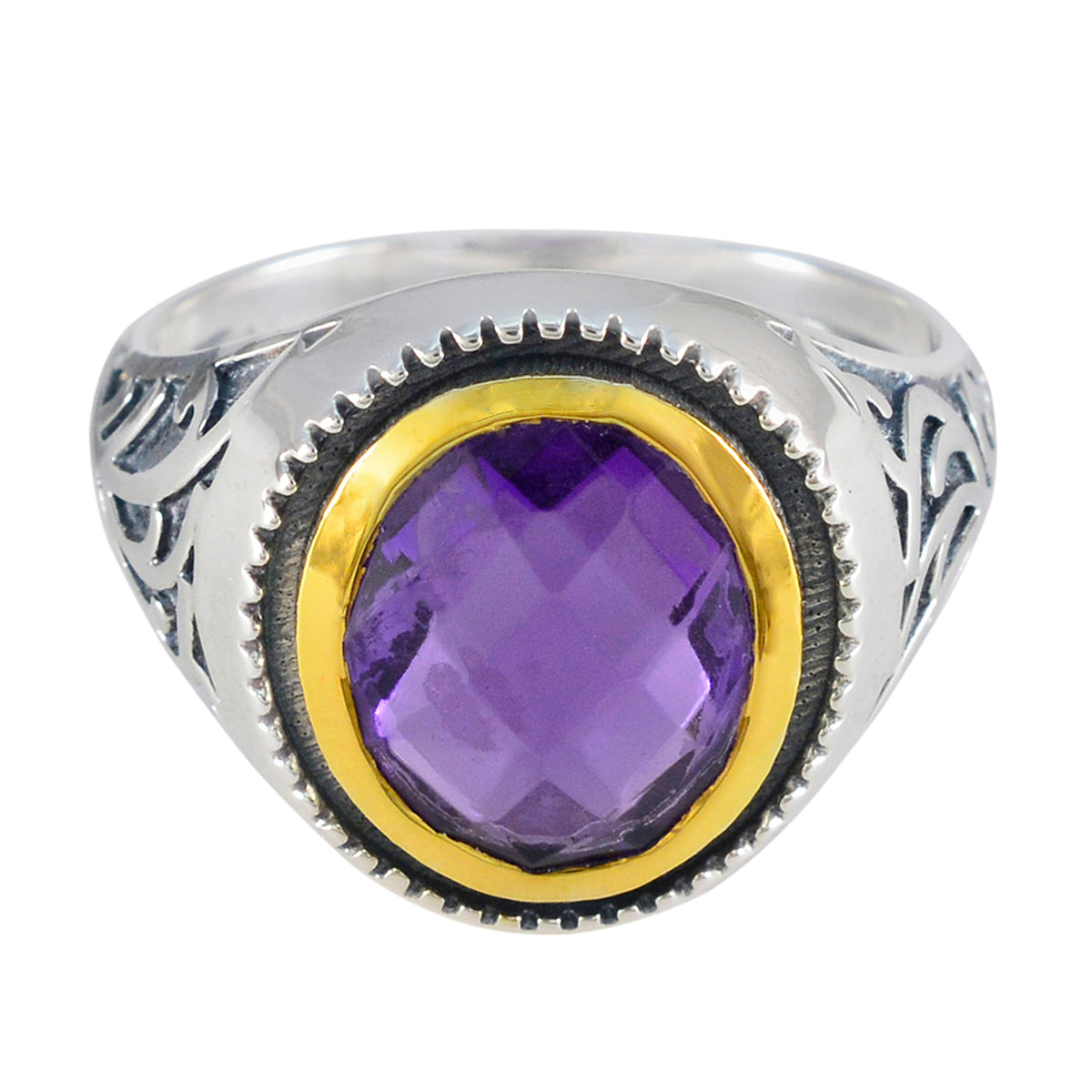 Laura Filigree Purple Solitaire Ring Amethyst Purple