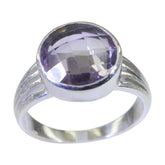 Dewi Purple Solitaire Ring with Faceted Gemstone Amethyst Purple
