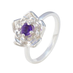 Bianca Floral Purple Solitaire Ring