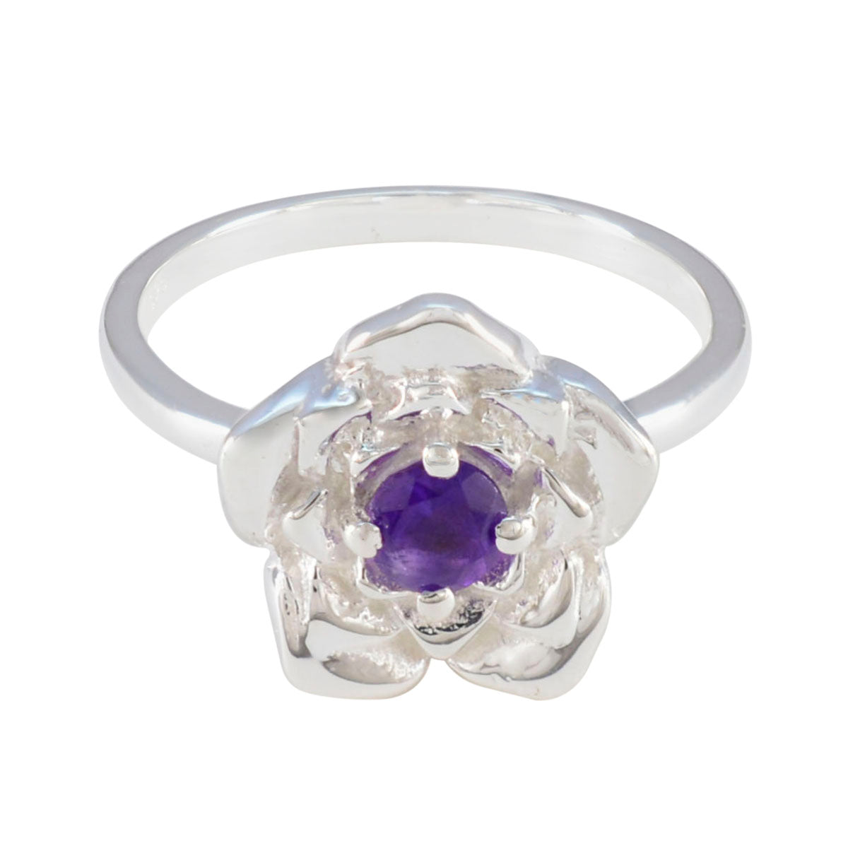 Bianca Floral Purple Solitaire Ring Amethyst Purple