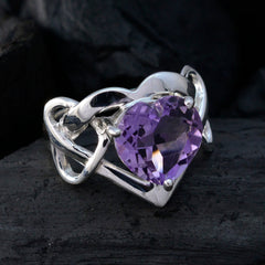 Kristine Purple Solitaire Ring for Wedding with Heart Gem