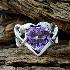 Kristine Purple Solitaire Ring for Wedding with Heart Gem