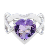 Kristine Purple Solitaire Ring for Wedding with Heart Gem Amethyst Purple