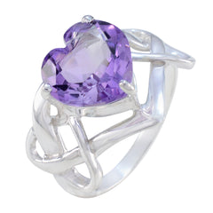 Kristine Purple Solitaire Ring for Wedding with Heart Gem
