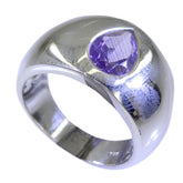 Mathilde purple solitaire ring for women featuring a pear-shaped purple gemstone set in a polished silver band