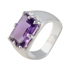 Ava Purple Solitaire Ring India with Silver Band