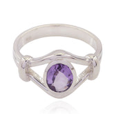 Aisha Purple Solitaire Ring India with Silver Glow Amethyst Purple