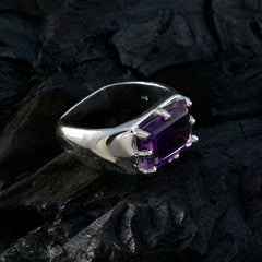 Ava Purple Solitaire Ring India with Silver Band