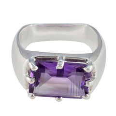 Ava Purple Solitaire Ring India with Silver Band Amethyst Purple
