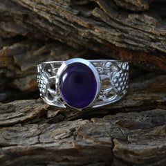 Maria Purple Solitaire Ring India with Silver Filigree
